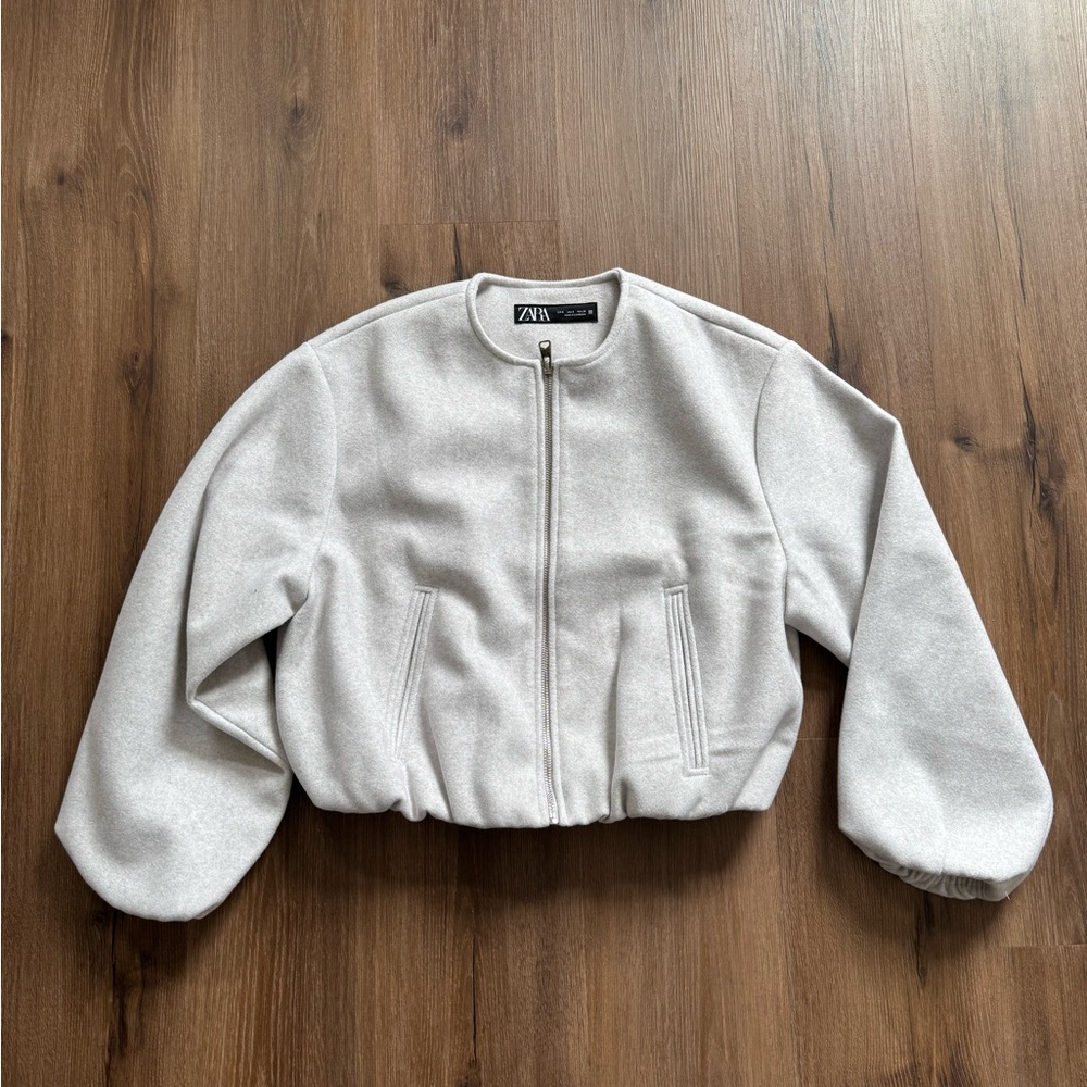 Zara Women's Creme Bomber Jacket